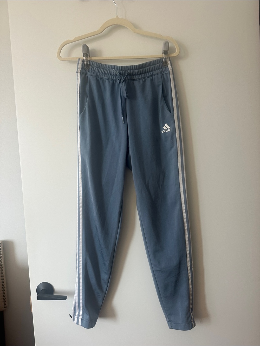 adidas Youth Slate Blue Joggers with White Side Stripes